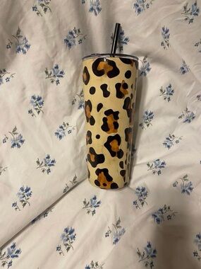 Leopard Print Stainless Steel Tumbler - Beige